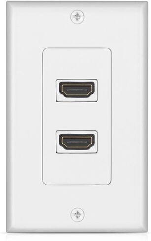 TNP HDMI Wall Plate - Dual (2 Port) HDMI Socket Plug Jack Outlet Decorative Face Plate Cover Mount Panel w/ 4K UHD ARC/eARC Ethernet Pass-Thru Support High Speed Extension Pigtail Coupler Cable in Saudi Arabia