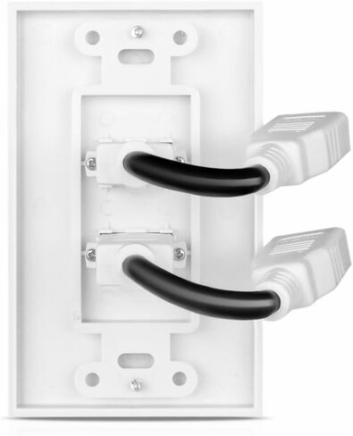 TNP HDMI Wall Plate - Dual (2 Port) HDMI Socket Plug Jack Outlet Decorative Face Plate Cover Mount Panel w/ 4K UHD ARC/eARC Ethernet Pass-Thru Support High Speed Extension Pigtail Coupler Cable in Saudi Arabia
