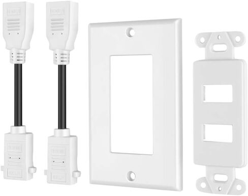 TNP HDMI Wall Plate - Dual (2 Port) HDMI Socket Plug Jack Outlet Decorative Face Plate Cover Mount Panel w/ 4K UHD ARC/eARC Ethernet Pass-Thru Support High Speed Extension Pigtail Coupler Cable in Saudi Arabia