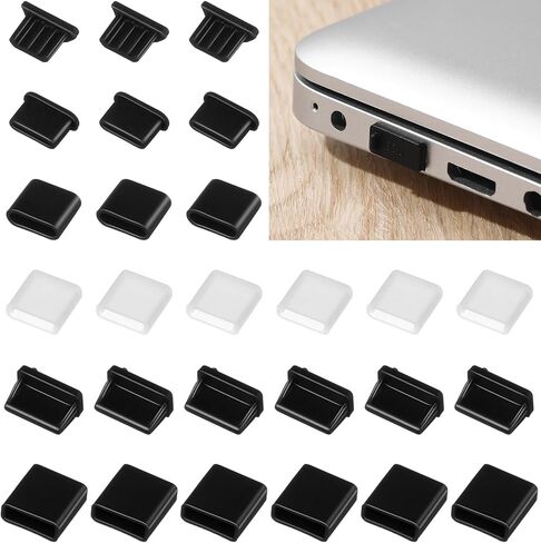 36Pcs USB Cover Port Plug Caps, 6 Types USB Anti Dust Cover Plugs, Silicone Soft Port Protection Stopper, for Computer Camera USB A, Type C Ports in Saudi Arabia