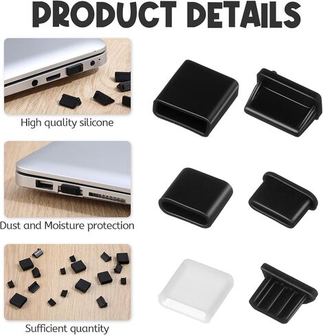 36Pcs USB Cover Port Plug Caps, 6 Types USB Anti Dust Cover Plugs, Silicone Soft Port Protection Stopper, for Computer Camera USB A, Type C Ports in Saudi Arabia
