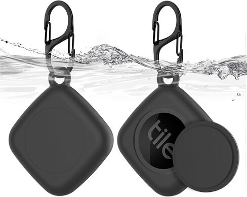 علبة السيليكون من أجل Life360 Tile Tracker 2 Pack ، لـ Tile Mate 2022 Pull Body IPX8 مقاوم للماء ومضاد للخلع مع Carabiner for Kids ، Keys ، الأمتعة ، CAT/COGLAR TAG (Black+Black) in Kuwait