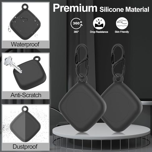 علبة السيليكون من أجل Life360 Tile Tracker 2 Pack ، لـ Tile Mate 2022 Pull Body IPX8 مقاوم للماء ومضاد للخلع مع Carabiner for Kids ، Keys ، الأمتعة ، CAT/COGLAR TAG (Black+Black) in Kuwait