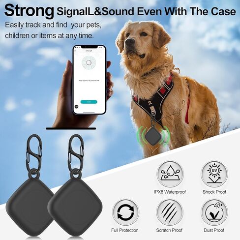 علبة السيليكون من أجل Life360 Tile Tracker 2 Pack ، لـ Tile Mate 2022 Pull Body IPX8 مقاوم للماء ومضاد للخلع مع Carabiner for Kids ، Keys ، الأمتعة ، CAT/COGLAR TAG (Black+Black) in Kuwait