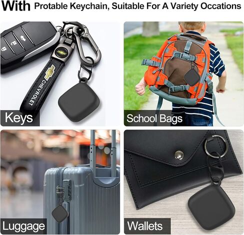 علبة السيليكون من أجل Life360 Tile Tracker 2 Pack ، لـ Tile Mate 2022 Pull Body IPX8 مقاوم للماء ومضاد للخلع مع Carabiner for Kids ، Keys ، الأمتعة ، CAT/COGLAR TAG (Black+Black) in Kuwait