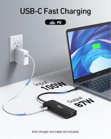 USB C Docking Station Dual HDMI Monitor Adapter, Selore USB C Hub 3 Monitors with Dual HDMI, Displayport, VGA, 100W PD Charging, 3USB 2.0 Ports Adapter for Dell XPS,HP, Lenovo,etc(Black) in Kuwait