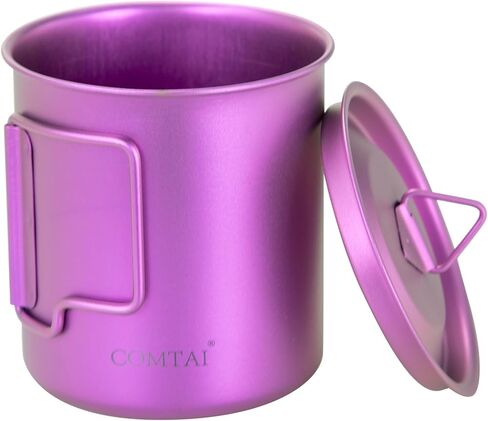 Titanium Camping Pot Mug 15oz (420ml) with Lid and Foldable Handle – Ultralight Camping Cup for Hiking, Backpacking, Outdoor Cooking, Blue in Saudi Arabia