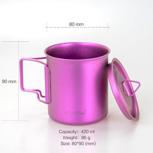 Titanium Camping Pot Mug 15oz (420ml) with Lid and Foldable Handle – Ultralight Camping Cup for Hiking, Backpacking, Outdoor Cooking, Blue in Saudi Arabia