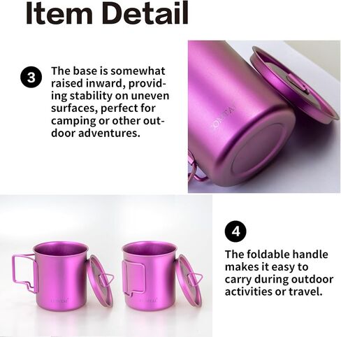 Titanium Camping Pot Mug 15oz (420ml) with Lid and Foldable Handle – Ultralight Camping Cup for Hiking, Backpacking, Outdoor Cooking, Blue in Saudi Arabia