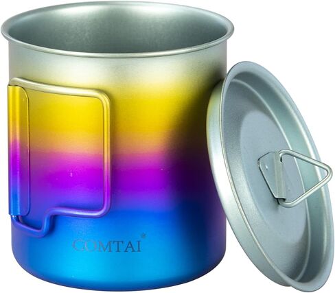 Titanium Camping Pot Mug 15oz (420ml) with Lid and Foldable Handle – Ultralight Camping Cup for Hiking, Backpacking, Outdoor Cooking, Blue in Saudi Arabia