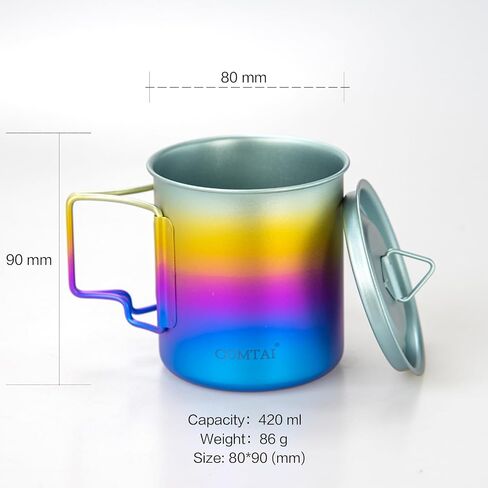 Titanium Camping Pot Mug 15oz (420ml) with Lid and Foldable Handle – Ultralight Camping Cup for Hiking, Backpacking, Outdoor Cooking, Blue in Saudi Arabia