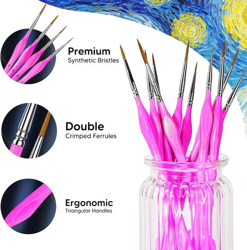 Miniature Paint Brushes, 10PC Fine Detail Paint Brush Set, Mini Small Painting Brushes for Art, Crafts, Acrylic, Watercolor, Oil, Model, Face, Warhammer 40k & Paint by Number, Citadel, Figurine-Wood in Saudi Arabia