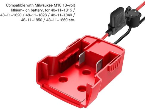 محول عجلات الطاقة لميلووكي M18، مجموعة تحويل بطارية عجلات الطاقة 18 فولت مع مفتاح ومحطات أسلاك وصهر، سلك 12AWG، موصل طاقة لألعاب السيارات Rc والروبوتات in Kuwait