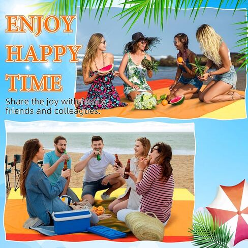 Drydiet Extra Large Beach Blanket Sandproof Waterproof 10 x 9 ft Beach Mat for 2-8 Adults Oversized Quick Drying Outdoor Picnic Blanket Lightweight Sand Free Mat for Travel Camping Hiking(Yellow) in Saudi Arabia