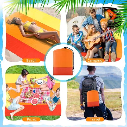 Drydiet Extra Large Beach Blanket Sandproof Waterproof 10 x 9 ft Beach Mat for 2-8 Adults Oversized Quick Drying Outdoor Picnic Blanket Lightweight Sand Free Mat for Travel Camping Hiking(Yellow) in Saudi Arabia