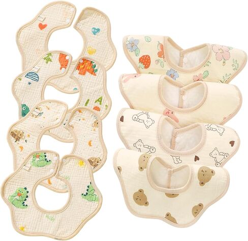 8PCS Baby Bibs Muslin Baby Bibs Drool Bibs for Baby Girl Boy 8-Layer 100% Muslin Cotton Drooling Bibs Teething Bibs Absorbent&Soft&Breathable Baby White Drooling Bibs… in Kuwait