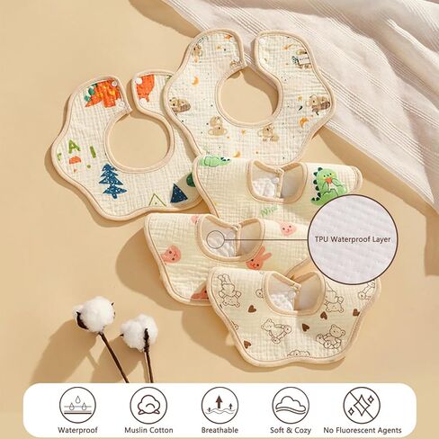 8PCS Baby Bibs Muslin Baby Bibs Drool Bibs for Baby Girl Boy 8-Layer 100% Muslin Cotton Drooling Bibs Teething Bibs Absorbent&Soft&Breathable Baby White Drooling Bibs… in Kuwait