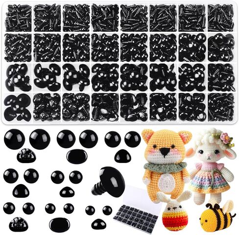 YUJUN 700PCS Safety Eyes for Crochet,6-22mmColorful Glitter Noses with Washers Stuffed Animals Amigurumi Craft Doll Making Teddy Bear Toy in Saudi Arabia