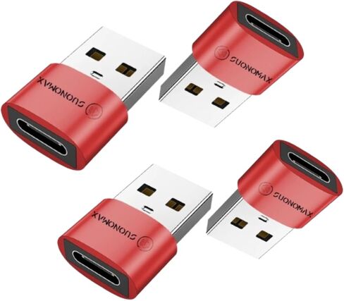 USB A to USB C Adapter Male - أنثى لـ iPhone 16 Charger Type C Converter لـ Apple Watch Ultra iWatch iPhone 7 8 9 10 14 13 Plus Pro Max Airpods iPad Car Samsung S25 (4 ، Red) in Kuwait