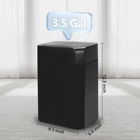 سلة المهملات بمستشعر الحركة من ELPHECO مع غطاء سعة 3.5 جالون، سلة قمامة صغيرة أوتوماتيكية نحيفة مقاومة للماء، سلة مهملات ذكية للحمام والمطبخ والمكتب وغرفة النوم وغرفة المعيشة والمرحاض (بيج كريمي) in Kuwait