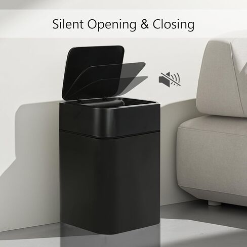 سلة المهملات بمستشعر الحركة من ELPHECO مع غطاء سعة 3.5 جالون، سلة قمامة صغيرة أوتوماتيكية نحيفة مقاومة للماء، سلة مهملات ذكية للحمام والمطبخ والمكتب وغرفة النوم وغرفة المعيشة والمرحاض (بيج كريمي) in Kuwait