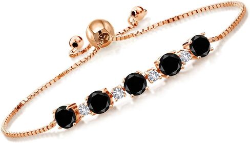 سوار تنس من Gem Stone King مطلي بالذهب الوردي عيار 18 قيراط والفضة والوردي والياقوت الأبيض والأبيض للنساء (2.95 قيراط، قابل للتعديل بالكامل حتى 9 بوصة) in Saudi Arabia
