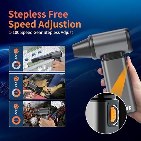Compressed Air Duster, Stepless Speed Electric Air Duster, Metal Shell Air Blower with Brushless Motor, 120000 RPM Keyboard Cleaner Replaces Canned Air for Outdoors, Car, Home Cleaning in Saudi Arabia