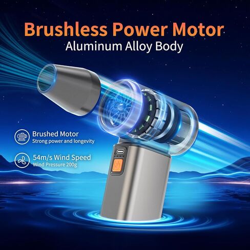 Compressed Air Duster, Stepless Speed Electric Air Duster, Metal Shell Air Blower with Brushless Motor, 120000 RPM Keyboard Cleaner Replaces Canned Air for Outdoors, Car, Home Cleaning in Saudi Arabia