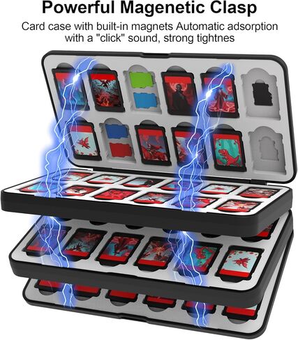 Quolumpia 72 Nintendo Switch 2 Game Case - for Switch/OLED/Lite Game Cartridges مع 72 بطاقة لعبة و 120 فتحات بطاقة Micro SD ، قذيفة سوداء ، صلبة ، بطانة السيليكون ، حامل بطاقة اللعبة المغناطيسية in Saudi Arabia