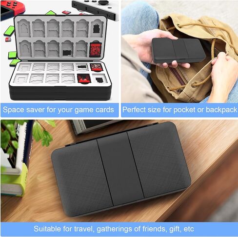 Quolumpia 72 Nintendo Switch 2 Game Case - for Switch/OLED/Lite Game Cartridges مع 72 بطاقة لعبة و 120 فتحات بطاقة Micro SD ، قذيفة سوداء ، صلبة ، بطانة السيليكون ، حامل بطاقة اللعبة المغناطيسية in Saudi Arabia