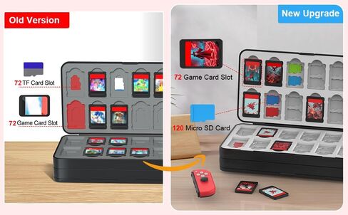 Quolumpia 72 Nintendo Switch 2 Game Case - for Switch/OLED/Lite Game Cartridges مع 72 بطاقة لعبة و 120 فتحات بطاقة Micro SD ، قذيفة سوداء ، صلبة ، بطانة السيليكون ، حامل بطاقة اللعبة المغناطيسية in Saudi Arabia