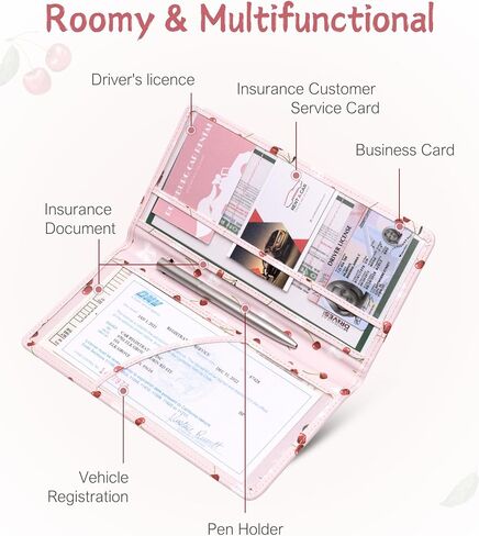 Mymazn Car Registration and Insurance Holder, PU Leather Insurance and Registration Holder with Magnetic Closure, Car Document Holder for Driver's License & Essential Documents (Iridescent Blue) in Kuwait