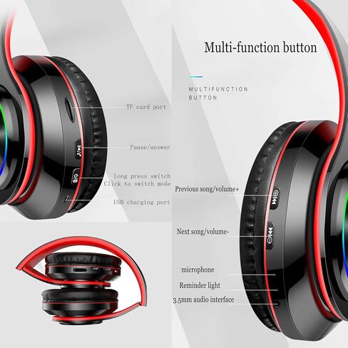 Nakano Miku Bluetooth Headphones, Hi-Fi Stereo Wireless Over Ear Headphones with Built-in Mic, The Quintessential Quintuplets Manga Cartoon Cosplay Prop for Family Leisure, Party, Travel - Blue in Kuwait