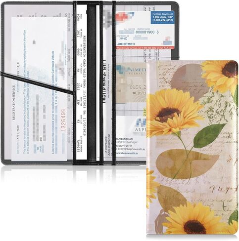 xigua البقرة طباعة تسجيل السيارة وحامل التأمين، وتسجيل الجلود وحامل بطاقة التأمين منظم صندوق قفازات السيارة للوثائق ورخصة القيادة والبطاقات 1 in Kuwait