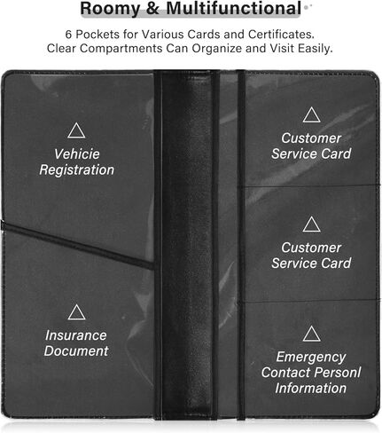 xigua البقرة طباعة تسجيل السيارة وحامل التأمين، وتسجيل الجلود وحامل بطاقة التأمين منظم صندوق قفازات السيارة للوثائق ورخصة القيادة والبطاقات 1 in Kuwait