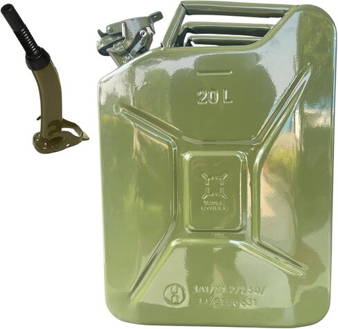 Yates Steel Metal Authentic NATO Container 20L with Spout for Liquid/Non-Potable Water, UN Approved, Tested in U.K (Olive Drab) in Saudi Arabia