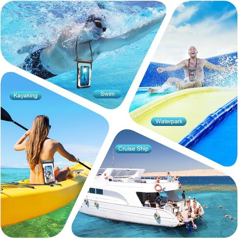 Large Waterproof Phone Pouch, 2pcs Floating Waterproof Bag for iPhone 16 15 14 13 12 Pro Max Galaxy S24 S23 S22 All Phones, Cell Phone Dry Bag for Beach Cruise Swimming Rafting Boating (Black + Black) in Kuwait