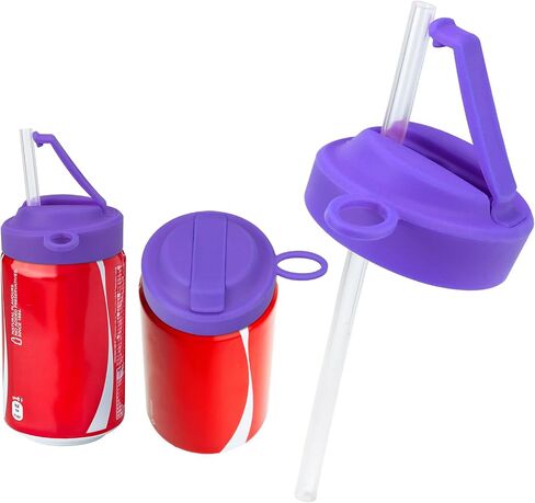 يمكن لأغطية الصودا السيليكونة ذات القش 【قابلة لإعادة الاستخدام 】【 خالية من BPA 】【 دليل تسرب】 يمكن أن يغطي للمشروبات المعلبة ، البيرة ، العصير ، seltzer ， الأرجواني in Kuwait