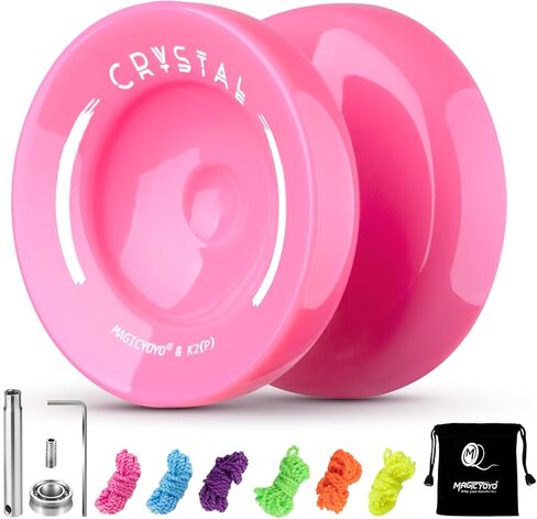 MAGICYOYO K2 Crystal Yoyo احترافية سريعة الاستجابة للأطفال المبتدئين، يويو ثنائي الغرض مع محمل يويو إضافي غير مستجيب للمتقدم + 12 خيط يويو + أداة إزالة + حقيبة تخزين (أخضر) in Kuwait