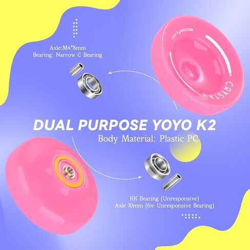 MAGICYOYO K2 Crystal Yoyo احترافية سريعة الاستجابة للأطفال المبتدئين، يويو ثنائي الغرض مع محمل يويو إضافي غير مستجيب للمتقدم + 12 خيط يويو + أداة إزالة + حقيبة تخزين (أخضر) in Kuwait