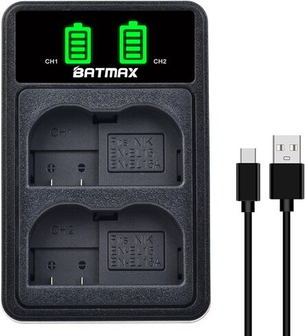 Batmax 2 قطعة 2280 مللي أمبير EN-EL15 EN-EL15B EN-EL15C بطارية لنيكون Z5، Z6، Z6 II، Z7، Z7II D780، D850، D7500، 1 V1، D500، D600، D610، D750، D800، D800E، D810، D810A، الكاميرات الرقمية D7000، D7100، D7200 in Kuwait