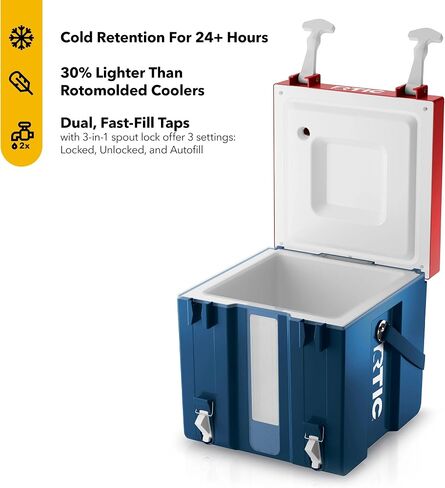 RTIC Halftime Water Cooler Portable Carrier Container, Drink Beverage Dispenser, Stackable with 2 Taps, Bottleless, BPA-Free, for Sports, Camping, BBQ, Parties, Picnic, & More, Patriot in Saudi Arabia