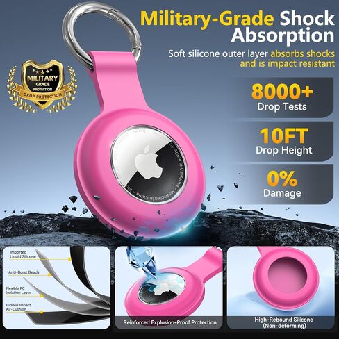 AirTag Holder with IPX8 Waterproof Cover, Soft Silicone AirTag Keychain, Ultra-Thin, Scratch-Resistant & Shock Absorption Cases for Apple GPS Tracker Item Tag Finders Accessories (Black) in Saudi Arabia