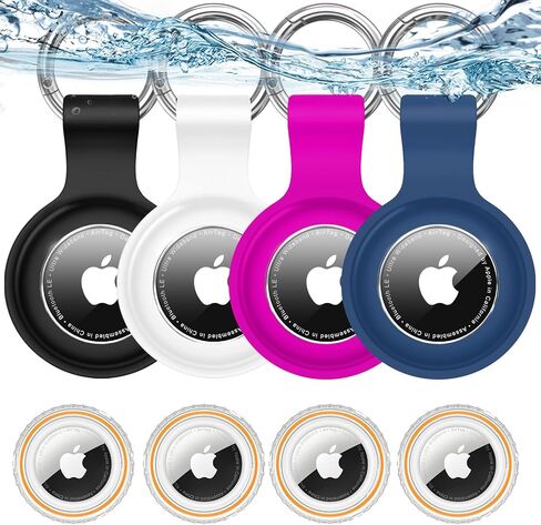 AirTag Holder with IPX8 Waterproof Cover, Soft Silicone AirTag Keychain, Ultra-Thin, Scratch-Resistant & Shock Absorption Cases for Apple GPS Tracker Item Tag Finders Accessories (Black) in Saudi Arabia