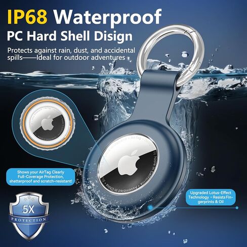 AirTag Holder with IPX8 Waterproof Cover, Soft Silicone AirTag Keychain, Ultra-Thin, Scratch-Resistant & Shock Absorption Cases for Apple GPS Tracker Item Tag Finders Accessories (Black) in Saudi Arabia