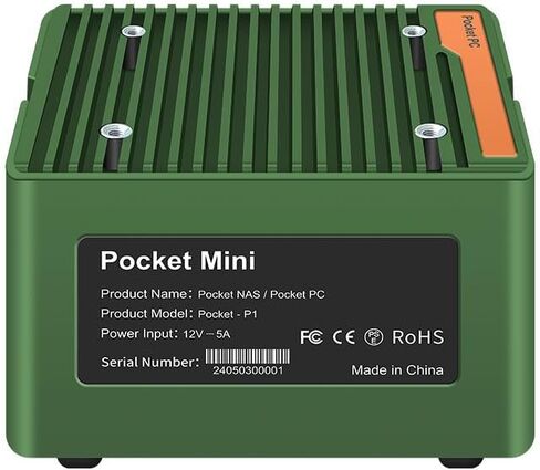 Mini PC i3-N305 4-Bay NAS Server Pocket Host DDR5 4 M.2 NVMe, DDR5 4800 MHz,Dual 2.5GbE LAN,2 USB 3.2 10Gbps Ports Micro Firewall Router (Green, 32G/512G) in Saudi Arabia