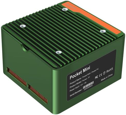 Mini PC i3-N305 4-Bay NAS Server Pocket Host DDR5 4 M.2 NVMe, DDR5 4800 MHz,Dual 2.5GbE LAN,2 USB 3.2 10Gbps Ports Micro Firewall Router (Green, 32G/512G) in Saudi Arabia