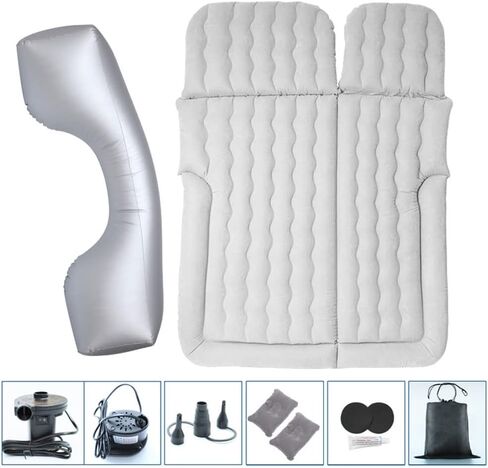 Inflatable SUV Air Mattress, Inflatable Air Mattress with Air Pump Inflatable Mattress Back Seat Bed Camping Inflatable Mattress Bed for SUV Car Camping Outdoor Travel (Grey) in Saudi Arabia