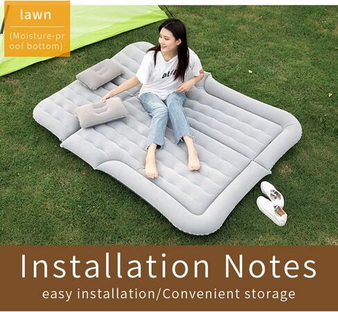 Inflatable SUV Air Mattress, Inflatable Air Mattress with Air Pump Inflatable Mattress Back Seat Bed Camping Inflatable Mattress Bed for SUV Car Camping Outdoor Travel (Grey) in Saudi Arabia