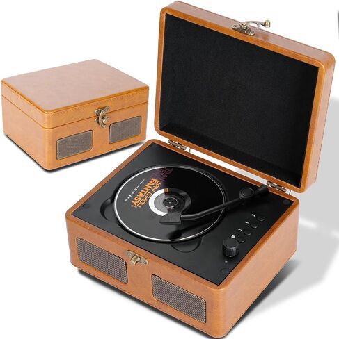 RetroBeat Time Vintage Portable Music Box – CD & Record Player with Speakers, Bluetooth Transmitter, Rechargeable, USB/AUX, Multi‑Mode Gift(White) in Saudi Arabia